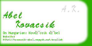 abel kovacsik business card
